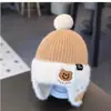Chapéus de Bebê para Outono e Inverno para Meninos e Meninas, Chapéus de Bebê, Chapéus de Pelúcia com Desenho de Urso Fofo, Chapéus Quentes, Chapéus de Tricô com Proteção para as Orelhas