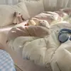 Conjunto de cama de bebê e maternidade grau A, cor sólida simples, lençol de algodão lavado, capa de edredom e fronha, ultrassuave, adequado para dormitórios, conjunto de três peças