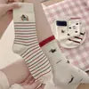 26 Calcetines Nuevos de Primavera y Verano Estilo Coreano Rayados Bordados Cachorro Dachshund Calcetines de Media Pantorrilla para Mujer Lindos Dulces de Algodón para Mujer Estilo Delgado