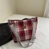 Bolso de Verano Popular para Mujer Lona a Cuadros Bolso Tote para Mujer Gran Capacidad Bolso de Hombro para Mujer Trabajo Viajes Bolso de Axila