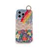 Funda para iPhone 16 para Apple 15 Pro Max con diseño de flores arcoíris y pulsera 14 Pro Twisted Blue Light 13/12