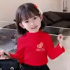 Y2027 blusa de veludo para meninas outono e inverno nova camiseta infantil de manga comprida estilo estrangeiro para bebê com gola alta meia