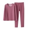 Ropa de primavera y otoño para madres de mediana edad y mayores, traje de pantalón largo para mujer, ropa interior térmica de dos piezas, engrosada, forrada de polar, para otoño e invierno