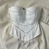 Top blanco sexy adelgazante de alta gama sin tirantes con corsé de ballenas para usar como prenda exterior