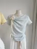 [Comparado ao original] Verão 2026 Novo Design Coreano Sensação Doce Redutor de Idade Babados Emagrecedor Camiseta de Manga Curta para Mulheres 6603