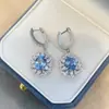 Pendientes Ovalados de Zafiro de 1.5 Quilates Cultivados en Vivo por Influencer de Xiaohongshu con un Toque de Lujo, Chapados en Oro de Plata 925