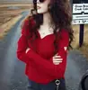 Top único y hermoso de color naranja con calados y cuello en V, elegante y con estilo, capa base de punto para mujer, perfecto para la primavera