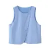Chaleco Superior de Rayas Azules para Mujer Estilo Europeo y Americano Primavera 2025 6775 6776