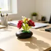 Venta Caliente Transfronteriza Tres Crisantemos de Caballero Maceta Plana Pequeña Planta en Maceta Adorno Hogar Dormitorio Decoración de Escritorio Flor Artificial Pequeño Arreglo de Bonsái