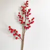 Decoración Fruta Roja Decoración Sala de Estar Arreglo Floral Baya Roja Fruta de la Suerte 6 Tenedores Acebo Artificial Fruta de la Suerte