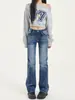 2025 Nuevos Jeans Rectos Lavados en Azul Retro de Talla Grande para Otoño e Invierno, Pantalones de Pierna Recta de Tiro Alto para Mujer con Efecto Adelgazante y Caída hasta el Suelo