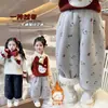 Calça de Moletom Kt Cat para Meninas Outono e Inverno Infantil Quente Casual Estilosa Bebê Grossa de Lã de Alpaca Tendência