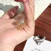 Anillo Rectangular de Diamante Completo con Gradiente para Mujer, Venta Caliente Transfronteriza, Anillo de Estilo Europeo y Americano de Lujo Ligero, Anillo de Dedo Exagerado de Alta Resistencia