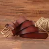 Cinturón de Piel Genuina para Mujer con Elementos Decorativos, Cinturón de Piel de Vaca con Hebilla de Pin Sencillo y Versátil, Estilo Vintage, Cinturón Personalizado para Jeans Hecho de Piel de Vaca de Primera Capa