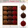 Decoraciones de Bolas de Navidad Afelpadas, Adornos para Árbol de Navidad, Colores Rojo Vino, Marrón y Verde, Bolas Colgantes de Decoración de Escena Festiva de 6 cm