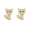Brincos Aogu Amazon Mais Vendidos Exquisitos e Fofos Banhados a Ouro 18K com Zircônia Gato Abelha para Mulheres Brincos Versáteis Novos