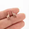 Pendientes de Acero Inoxidable con Diseño Recortado de Animales Lindos, Estilo Dulce y Fresco, Serie Negra: Jirafa, Dinosaurio Pequeño, Conejo, Zanahoria