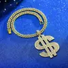 Collar de Aleación con Colgante Digital de Dólar con Diamantes Completos Estilo Hip-Hop Europeo y Americano Más Vendido Transfronterizo Joyería Imprescindible de Moda