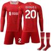 Camisa de futebol manga longa 2425 Liverpool Home, nº 11, Salah 9 Nunez 4 Van Dyke
