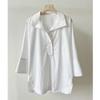Nuevo Producto de Primavera y Verano, Brillante y Delgado, Holgado, Casual, Versátil, Cuello Alto, Camisa de Manga Tres Cuartos, Top con Abertura para Mujer, Moderno y Versátil