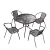 Mesa Pequeña y Sillas para Balcón, Mesa Plegable Trendy para Patio Exterior y Sillas, Juego de Sillas de Mimbre Sintético con Sombrilla para Uso Exterior en Tienda de Té de Leche