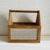 Caja de Almacenamiento Retro de Madera Maciza con Asa Cesta de Almacenamiento de Madera y Ratán para el Hogar Portátil para Juguetes Libros