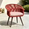 Silla de ratán para patio exterior, mesa y sillas de ocio, balcón al aire libre de jardín para el hogar, silla creativa con respaldo de cuerda para casa de huéspedes, mesa de café pequeña