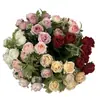 Nuevo Modelo de Comercio Exterior al por Mayor Flor Artificial Rosa Austin de 10 Cabezas Ramo de Boda Ramo de Rosa Sostenido a Mano Flor Artificial