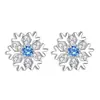Pendientes de Copo de Nieve de Diamante Azul Sencillos de Moda Transfronterizos Amazon AliExpress Versátiles para Mujer Pendientes de Alta Apariencia para Mujer Navidad Otoño e Invierno