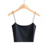Verano AP2093-20 Nuevo Estilo Europeo y Americano Chica Atractiva Sexy Cuello en U Doble Capa Correa de Cuero Súper Corta Camiseta Base Tirantes