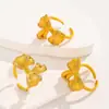 Anillo Abierto Ajustable de Aleación con Goteo de Aceite Estilo Chino, Anillo de Mariposa y Flor de Lujo Ligero de Gama Alta Estilo Ins