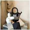 Nova Bolsa de Mão Infantil Xadrez com Laço Fresca e Fofa Estilo Coreano, Bolsa Transversal Doce de Princesa, Bolsa Infantil Transfronteiriça