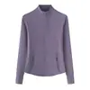 Jaqueta de Yoga Feminina com Gola Alta Vertical, Zíper, Cintura Apertada, Nova Moda Outono e Inverno, Top Slim para Esportes e Fitness