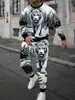 Traje de Sudadera con Cuello Redondo y Pantalón para Hombre Temu Transfronterizo Estampado 3D Moda Hip-Hop al Aire Libre Ropa Deportiva