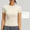 Camiseta de Manga Corta Transpirable Ajustada Deportiva Fina Ropa de Yoga para Mujer Ajustada que Absorbe el Sudor Secado Rápido Adelgazante Top para Correr Fitness