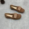 Zapatos Artísticos Hechos a Mano de Cuero Suave para Mujer 2025 Nuevos Zapatos de Mujer para Primavera y Otoño Esmerilados Mocasines Planos de Cuero