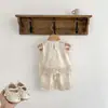 Traje de Niña Estilo Coreano 2026 Verano Nuevo Estilo Chaleco Vestido Conjunto de Dos Piezas Bebé Niña Bordado de Encaje Ropa para Niña Pequeña
