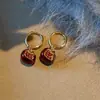 Novedad Otoño e Invierno Estilo Lindo Pendientes de Granada con Microincrustaciones Rojas de Ankora para Mujer, Lujo Accesible y Pendientes de Fruta Creativos de Gama Alta