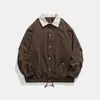 Chaqueta de solapa estilo retro americano para hombre, nuevo modelo primavera y otoño 2026, abrigo tipo chaqueta de béisbol casual holgada para hombre
