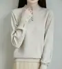 Camisa de Malha Meia-Gola para Mulheres 2025 Novo Design Reversível Roupa Íntima Suéter Top da Moda