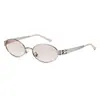 Primavera/Verano 2026 Metal Oval Degradado Color Mercurio de Gama Alta Sensación de Malla Coreanas Femeninas de Moda Gafas de Sol Cuadradas/Redondas Adelgazantes para la Cara