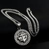 Suministro de comercio exterior europeo y americano hip hop versátil acero de titanio ancla vikinga colgante redondo personalizado collar de pareja para hombres y mujeres