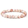 Pulseira Cruzada Europeia e Americana de Pedras Naturais Misturadas 8mm para Homens, Pulseira Elástica de Turquesa Branca, Mais Vendida no Comércio Exterior