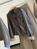 Chaqueta Abrigo de Cuero PU de Doble Botonadura y Cuello Alto Estilo Dulce y Fresco para Mujer Otoño Invierno Nueva Holgada Casual Adelgazante Chaqueta de Motociclista Top