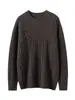 Suéter de punto de cachemira y lana color liso, cuello redondo, tejido trenzado completo, suéter de capa base, jersey, cuello redondo, suéter grueso, top, prenda interior