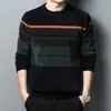 Suéter Masculino de Chenille com Gola Redonda para o Inverno, Forrado com Fleece e Espesso, Roupa Íntima Térmica, Suéter de Tricô Masculino Casual, Suéter de Camada Base Masculino