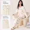 Pijamas de Algodón Puro al por Mayor para Mujer, Manga Larga de Primavera y Otoño, Conjunto de Ropa de Casa Casual de Algodón de una Pieza con Almohadillas en el Pecho