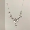 "Galho de Flor Entrelaçado" Colar Gota d'Água Cintilante 2025 Novo Luxo Leve Elegante Exquisito Corrente para Clavícula de Vestido de Princesa