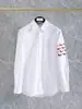 22 anos primavera e verão TB Oxford manga longa carcela fita dupla braçadeira camisa branca camisa de manga curta