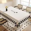 Toalha de Mesa Estilo Moderno Simples, Sem Lavagem, Impermeável, À Prova de Óleo, Retangular, Luxo Leve, Atmosfera de Alto Padrão, Toalha para Mesa de Centro Branca